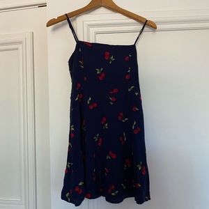 Cherry print navy dress